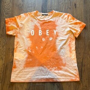 Obey Orange and White Tie-Dye Tee
